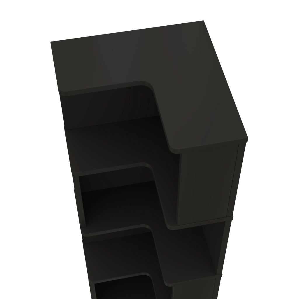Libreria angolare a l con illuminazione led controllata da app in mdf nero per studio e ufficio 63.5 × 45 × 175 cm