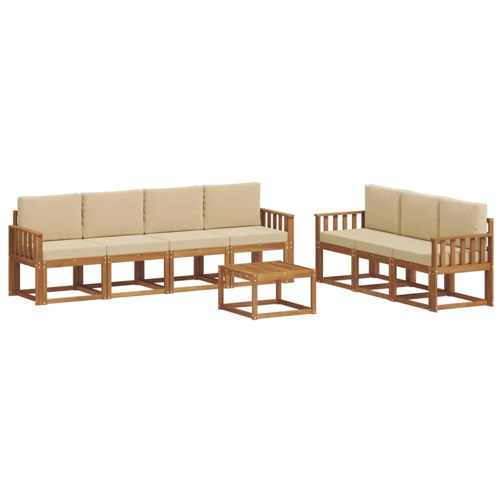 Set di divani da esterno con cuscino 8 pcs Naturale e Beige 3366111