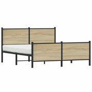 Letto matrimoniale | Letto per adulti | Giroletto senza Materaso in Metallo Rovere Sonoma 140x190 cm