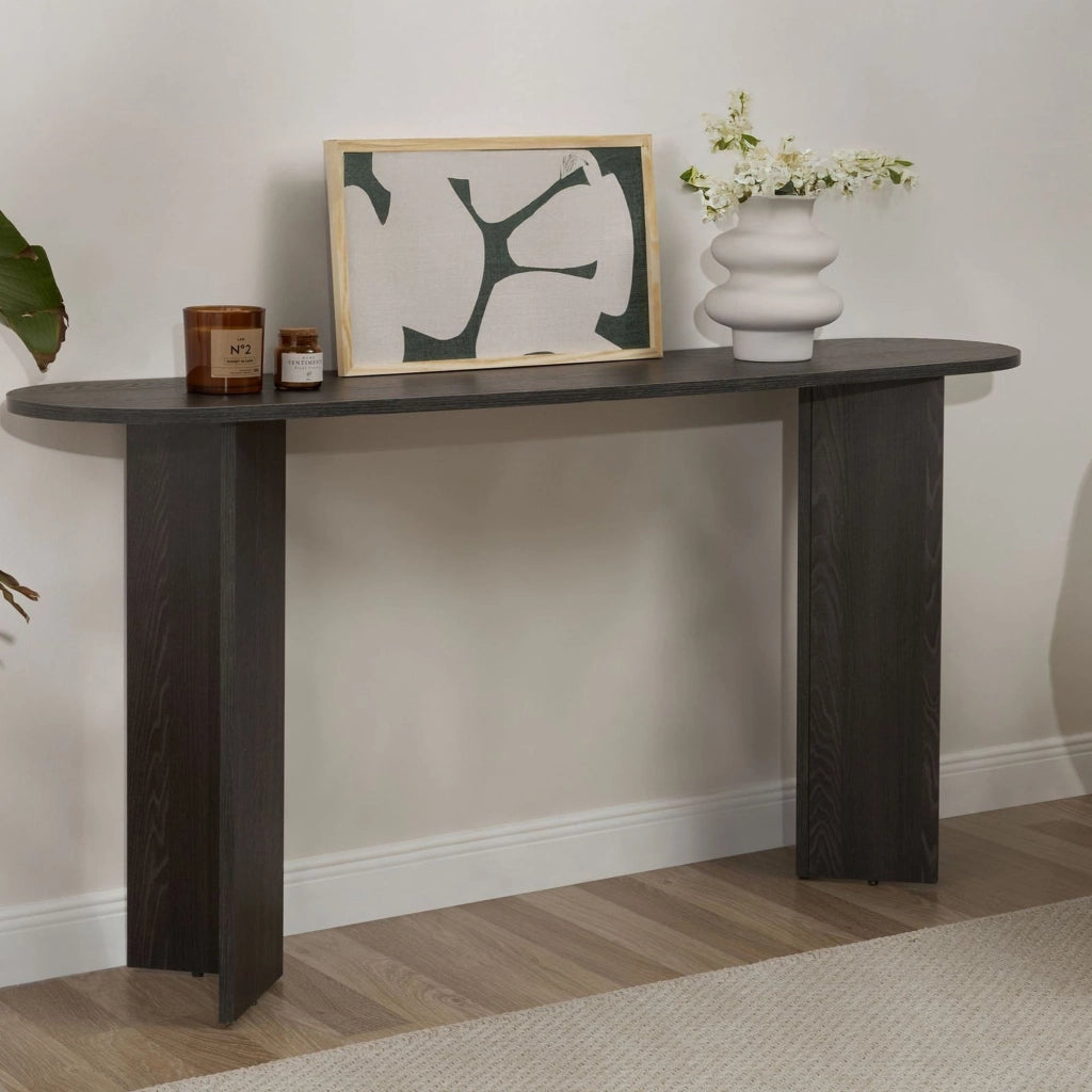 Cercino, Consolle un Ripiano, 150x35x75h cm Nero