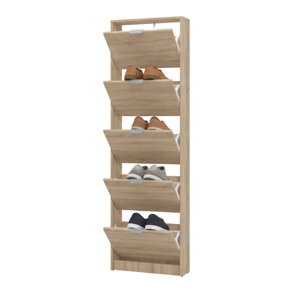 Mobile Portascarpe Capriolo, Scarpiera un Ripiano, 58x18x191.5h cm Marrone Rovere Chiaro
