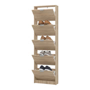 Mobile Portascarpe Capriolo, Scarpiera un Ripiano, 58x18x191.5h cm Marrone Rovere Chiaro