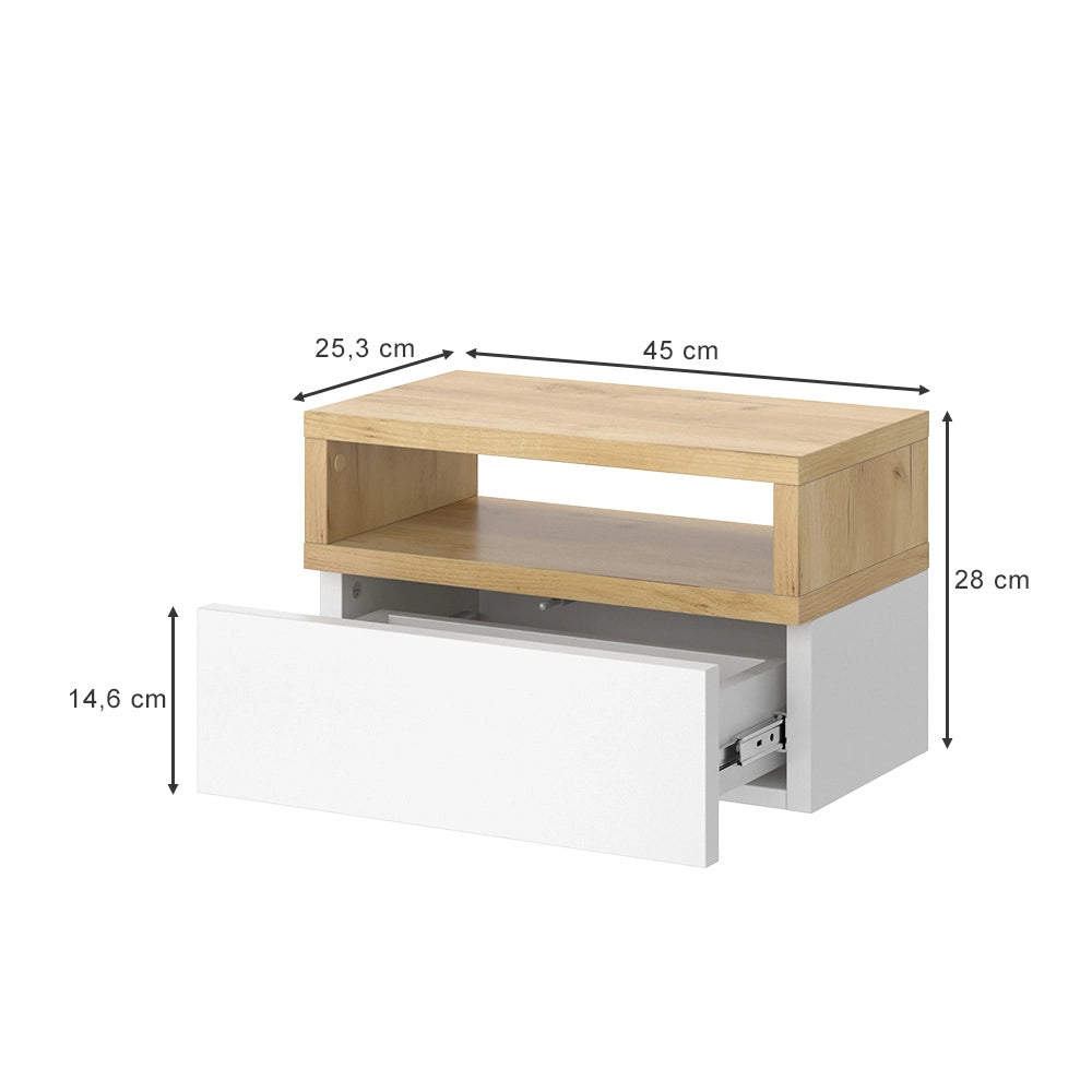 Vicco Comodino camera da letto Quercia dorata 45 x 28 cm Set di 2