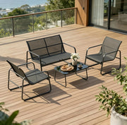 Set da giardino 4 pezzi con panca, poltrone e tavolino