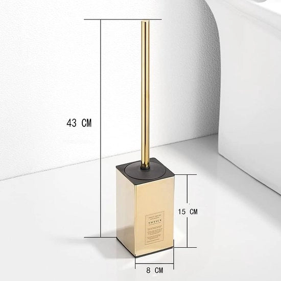 Supporto per spazzola da bagno autonomo per la stanza da bagno Fatto di acciaio inossidabile 304 Alloggio e organizzazione Resistente alla ruggine, finitura dorata lucidata Quattro lati, altezza 43 cm