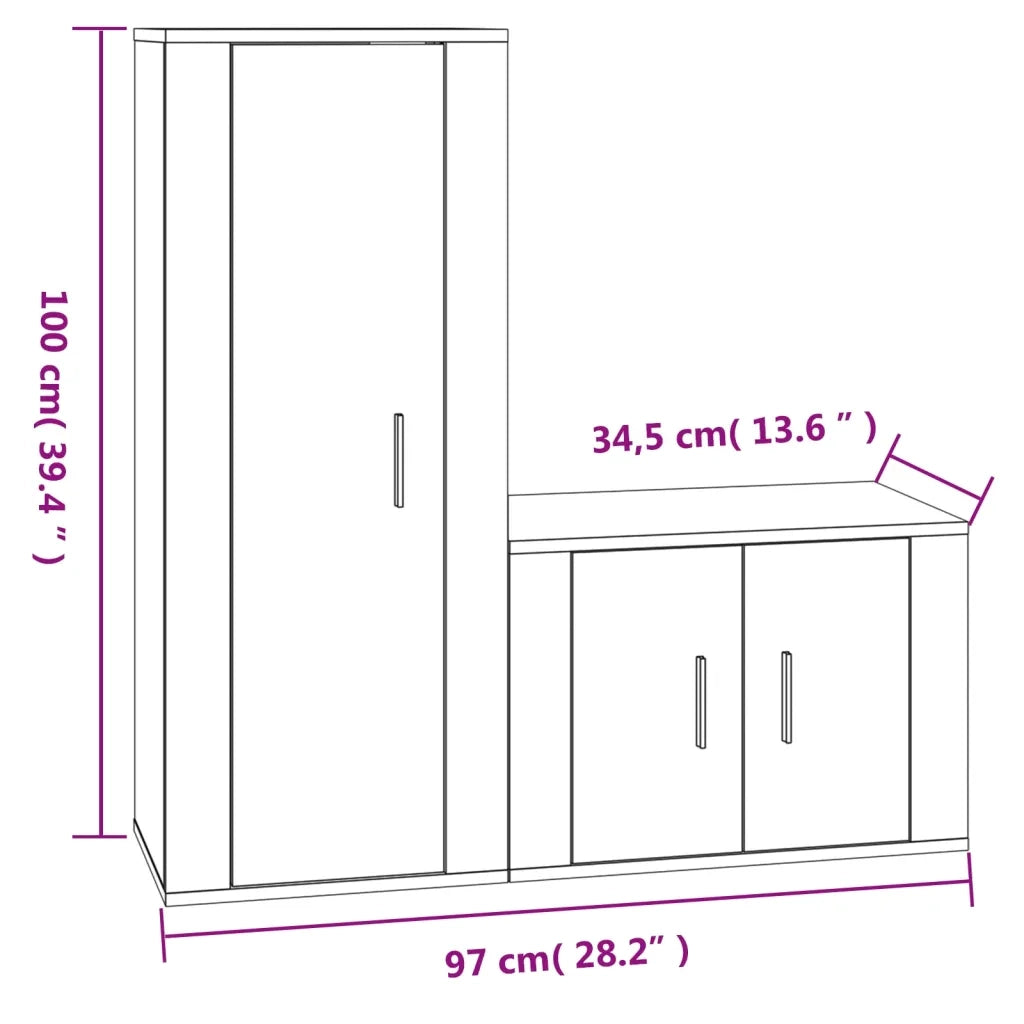 Set Mobili Porta TV 2 pz Rovere Marrone in Legno Multistrato 3188725