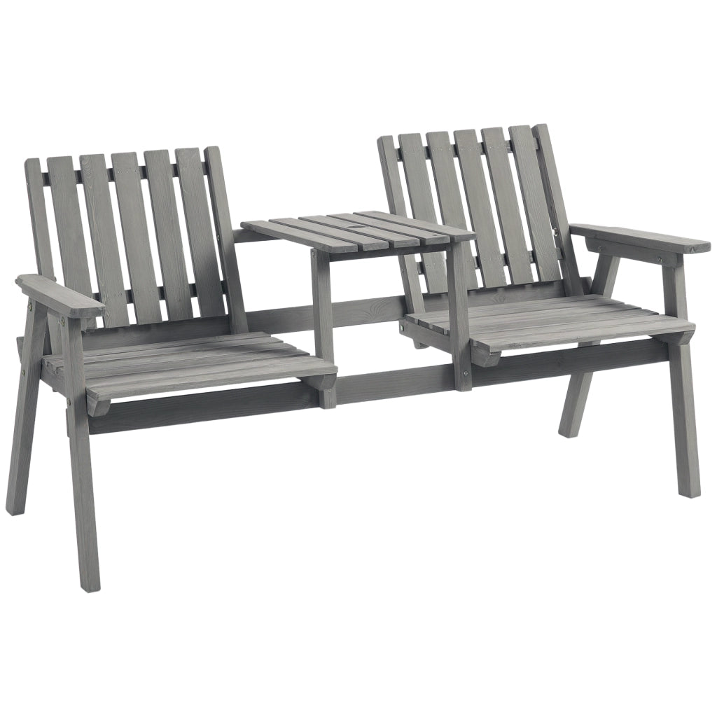 Set tavolo e sedie da giardino ¨C Xylo ¨C massello grigio con ombrellone 152x70x83