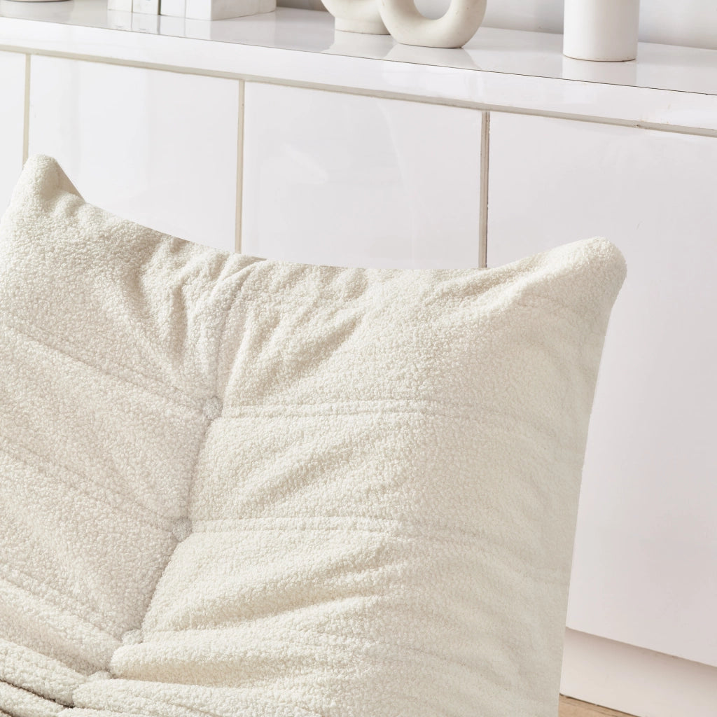 Poltrona da Pavimento con Poggiapiedi ¨C MINIMAL ¨C Beige, Teddy, Relax