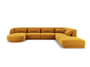 Cosmopolitan Design - Divano panoramico destro "Tulum" 6 posti in velluto giallo 