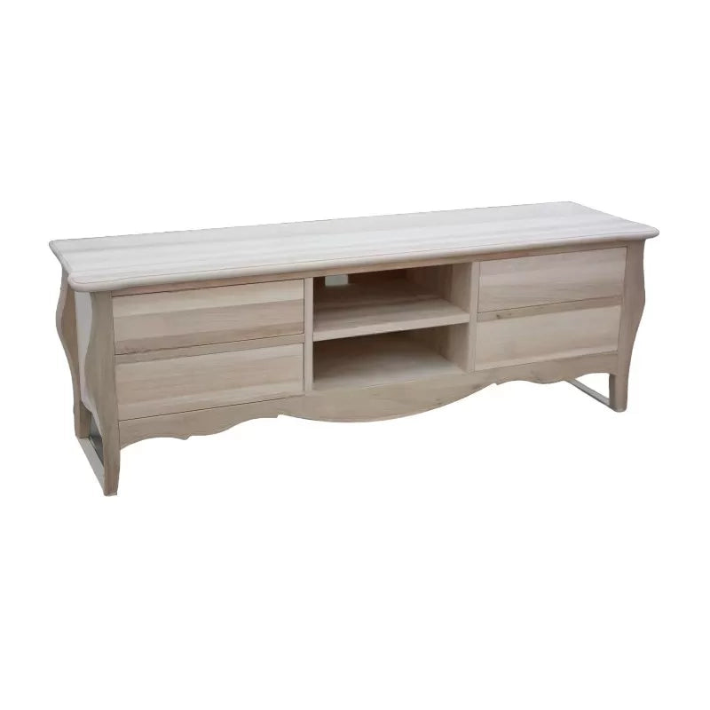 Porta tv  classico in legno bombato 4 cassetti grezzo l.182 p.50 h.61 (3026) - Mobili 2G