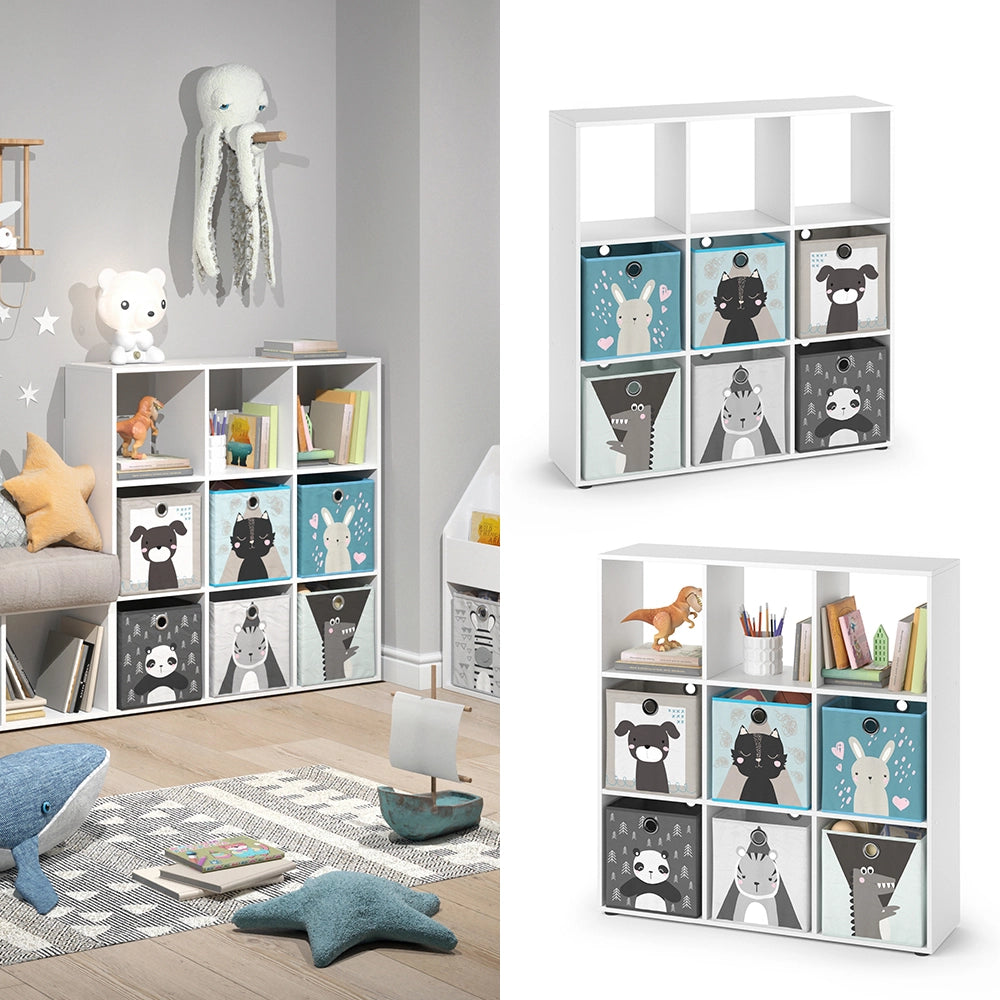 Vicco Libreria bambini Bianco 104 x 108 cm con 6 scatole pieghevoli