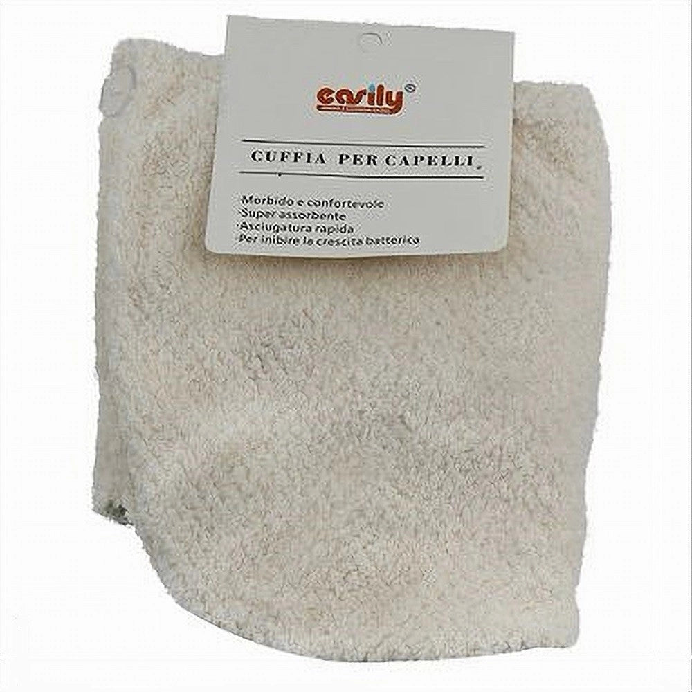 Trade Shop - Cuffia Asciugamano Assorbente Shampoo Bagno Doccia Asciuga Capelli Beige 69608 -
