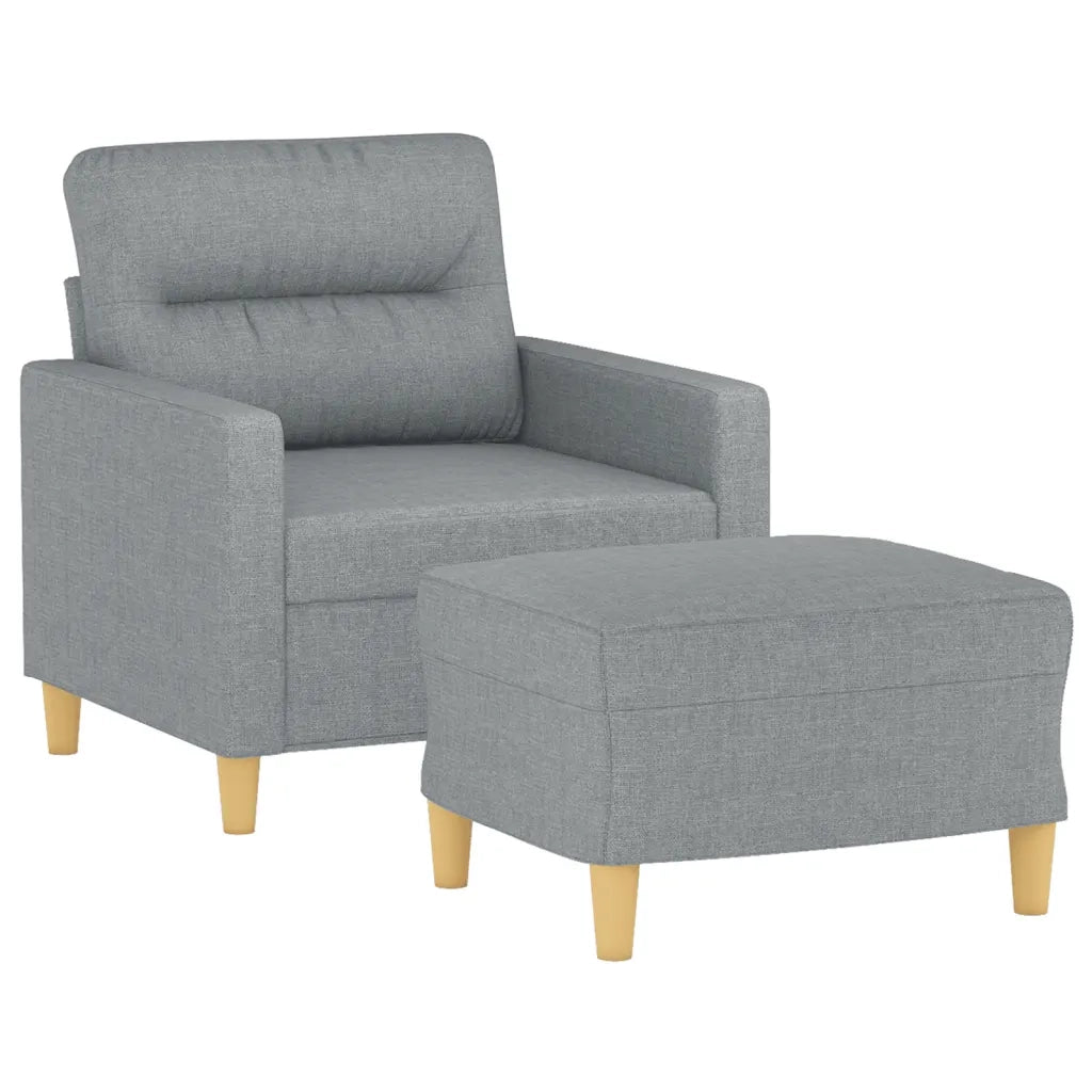 Poltrona con Poggiapiedi Grigio Chiaro 60 cm in Tessuto