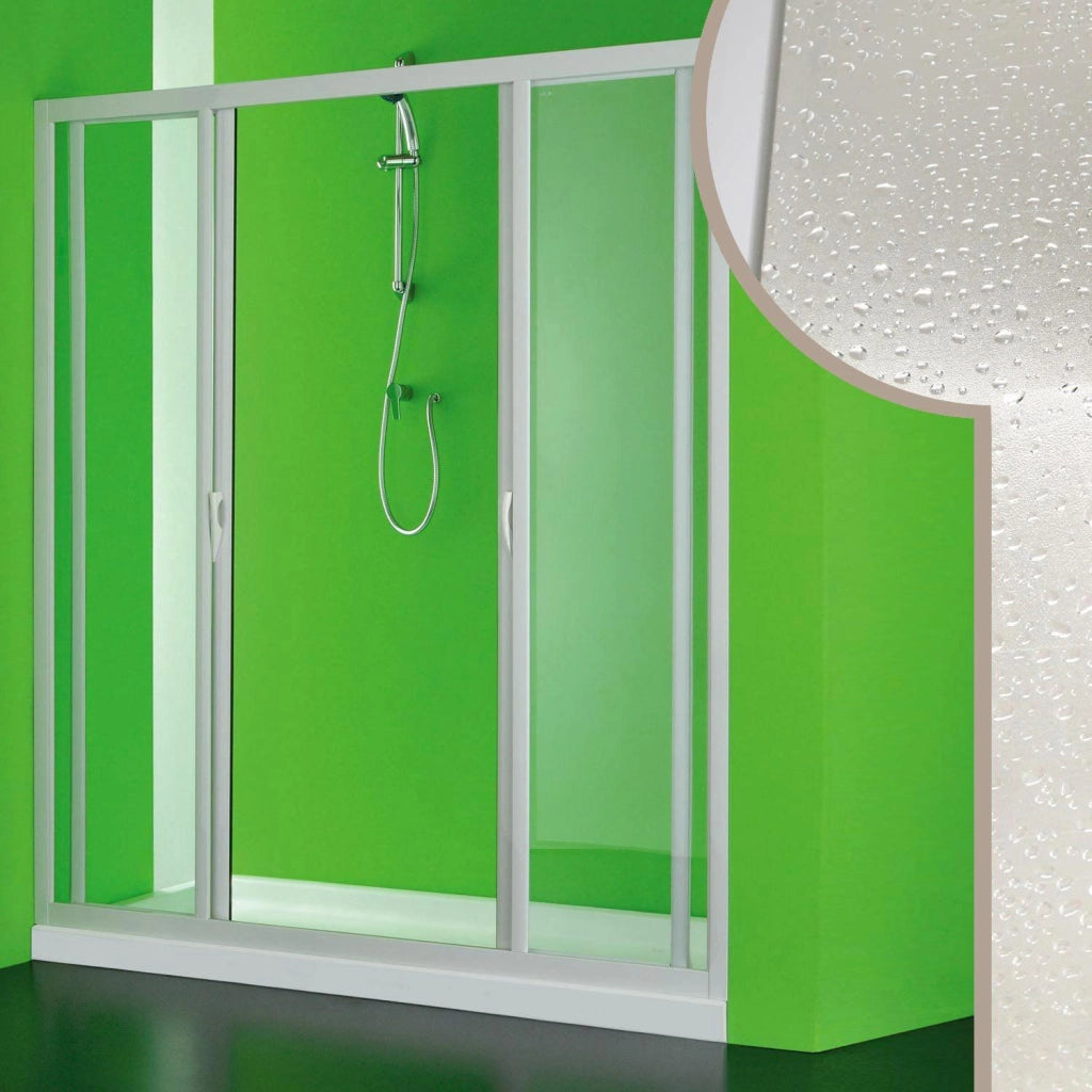 Porta Doccia 130 cm 2 Ante Scorrevoli in Acrilico H185 cm Dorini Bianco