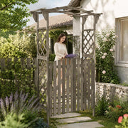 Pergola With Gate 116x40x204 Cm Grey Solid Fir Wood