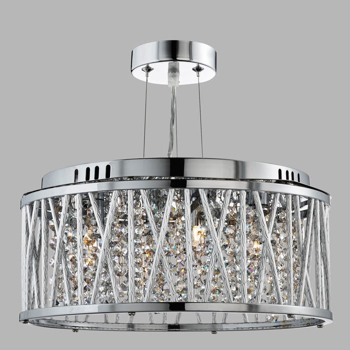 Lampadario Contemporaneo Elisa Acciaio Cromo Vetro 3 Luci G9