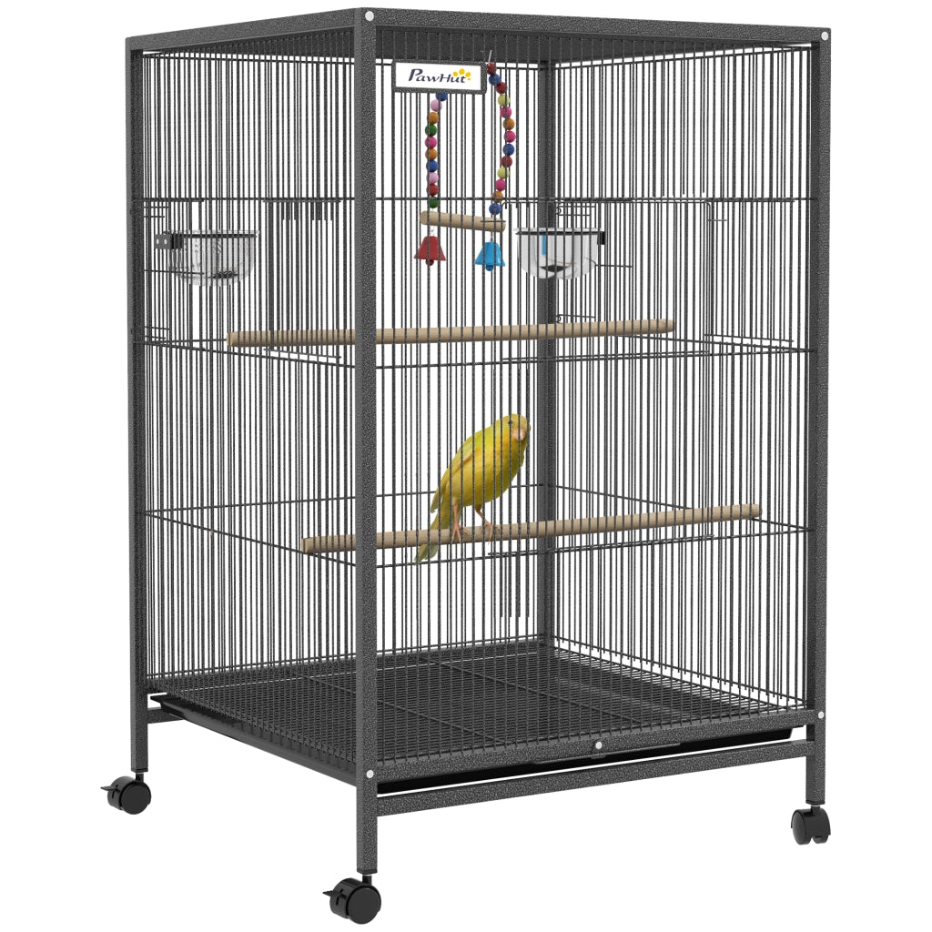 Gabbia per Uccelli con Ruote ¨C zephmum ¨C 48x46x78 cm Grigio