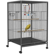 Gabbia per Uccelli con Ruote ¨C zephmum ¨C 48x46x78 cm Grigio