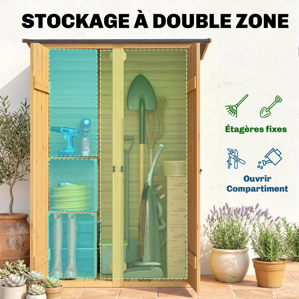 Cabana da Giardino in Legno con 2 Ripiani ¨C Zephmum ¨C Marrone