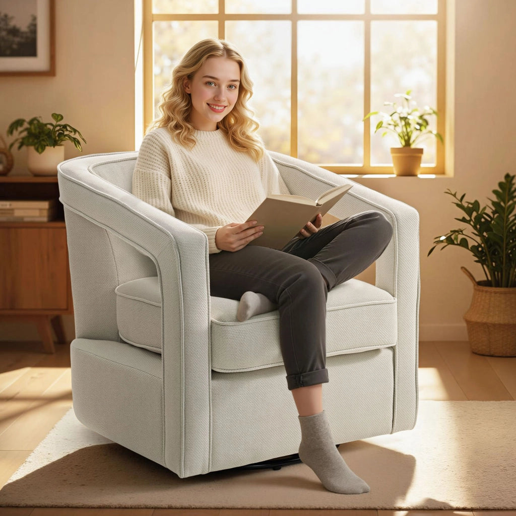 Poltrona Relax Girevole ¨C Zephmum ¨C Beige 77x75x72 cm