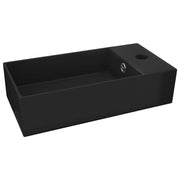 Lavandino-Lavello con Troppopieno in Ceramica Nero Opaco