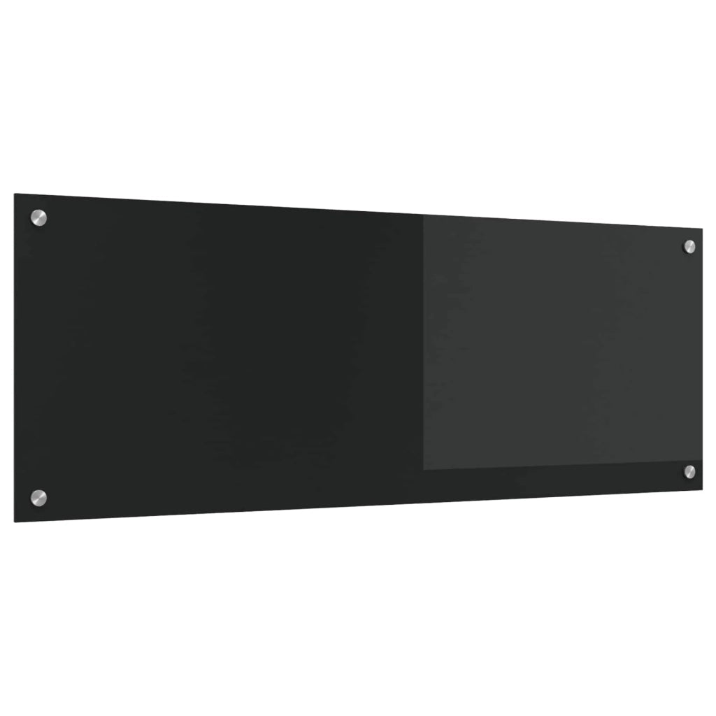Paraschizzi moderno per cucina 110 x 40 cm resistente al calore elegante design elegante in vetro temperato nero 02_0058476