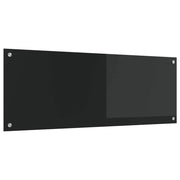 Paraschizzi moderno per cucina 110 x 40 cm resistente al calore elegante design elegante in vetro temperato nero 02_0058476