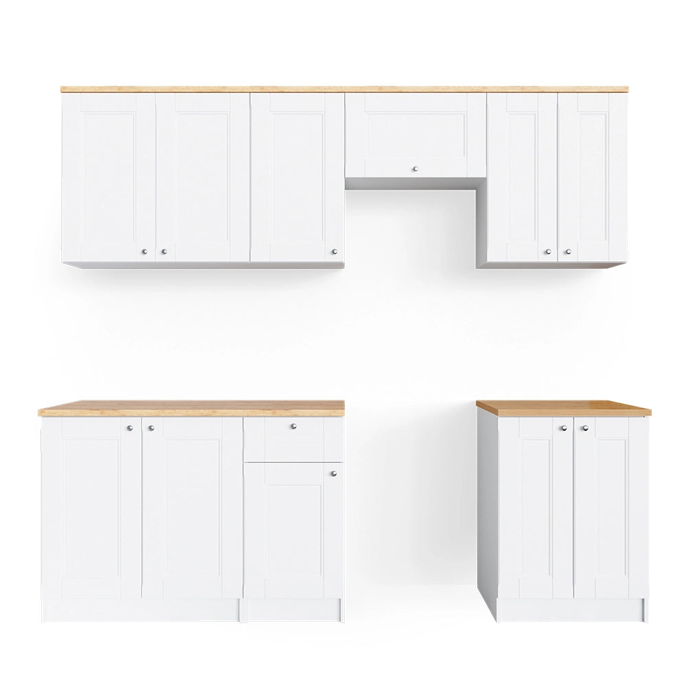 Mobile da cucina Bergamo Bianco/Rovere dorato 240 cm, PL Goldkraft Vicco