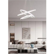 Trade Shop - Lampadario Led 132 W Bianca 3 Anelli Con Cristalli Luce 6500k 3000k 4000k Lp-33b - -bianco Freddo      -