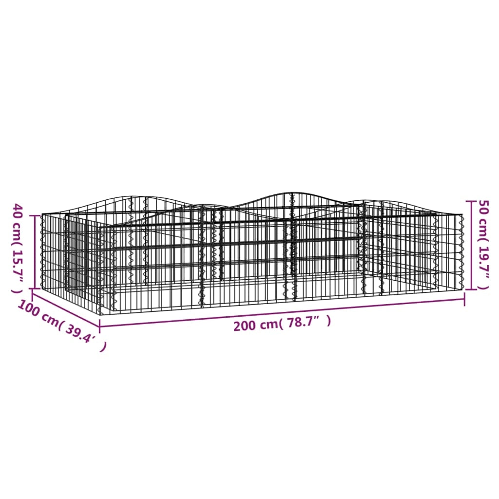Gabbione rialzato ad arco 200 x 100 x 50 cm ferro zincato argento 02_0039931