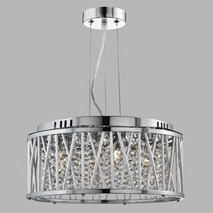 Lampadario Contemporaneo Elisa Acciaio Cromo Vetro 4 Luci G9