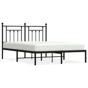 Letto matrimoniale | Letto per adulti | Giroletto con Testiera in Metallo Nero 140x200 cm