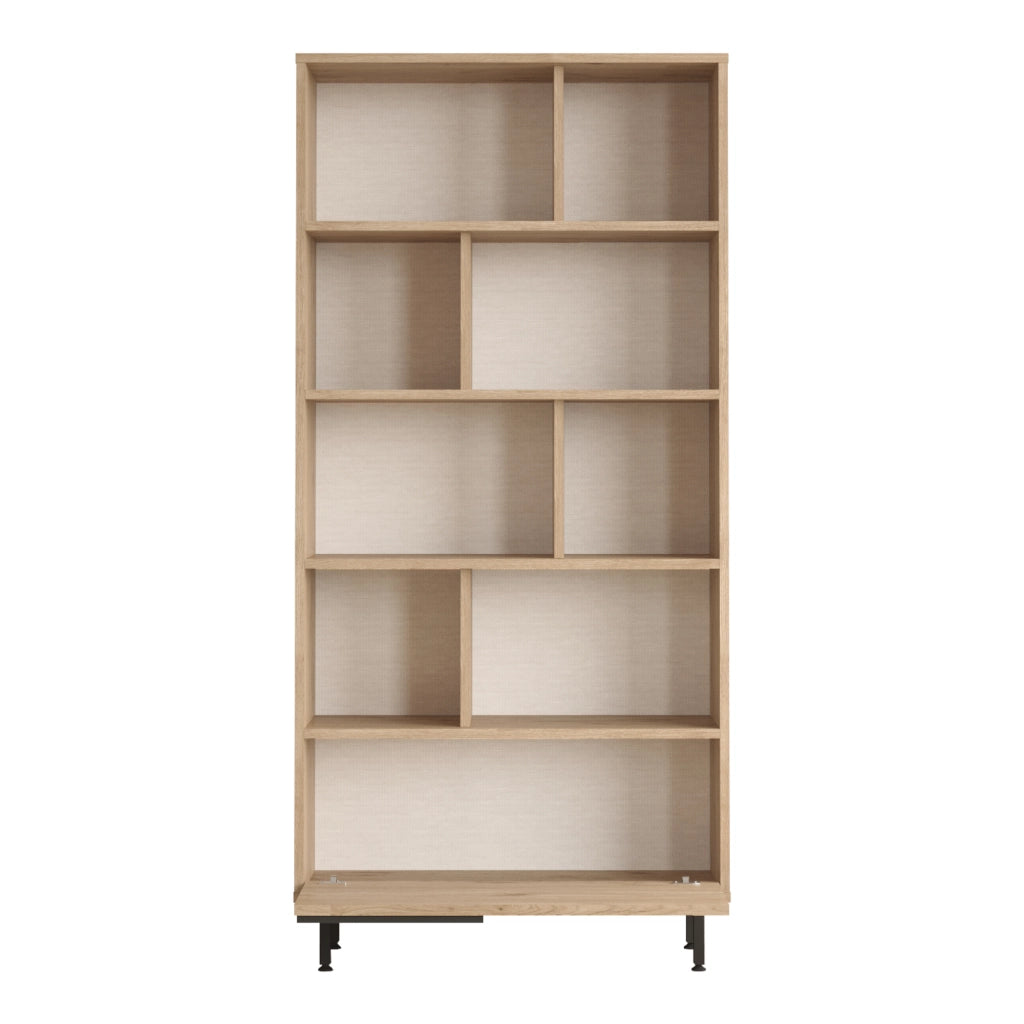 Libreria Kvænangen Scaffale Espositore 175x84x29 cm Rovere / Rattan [en.casa]