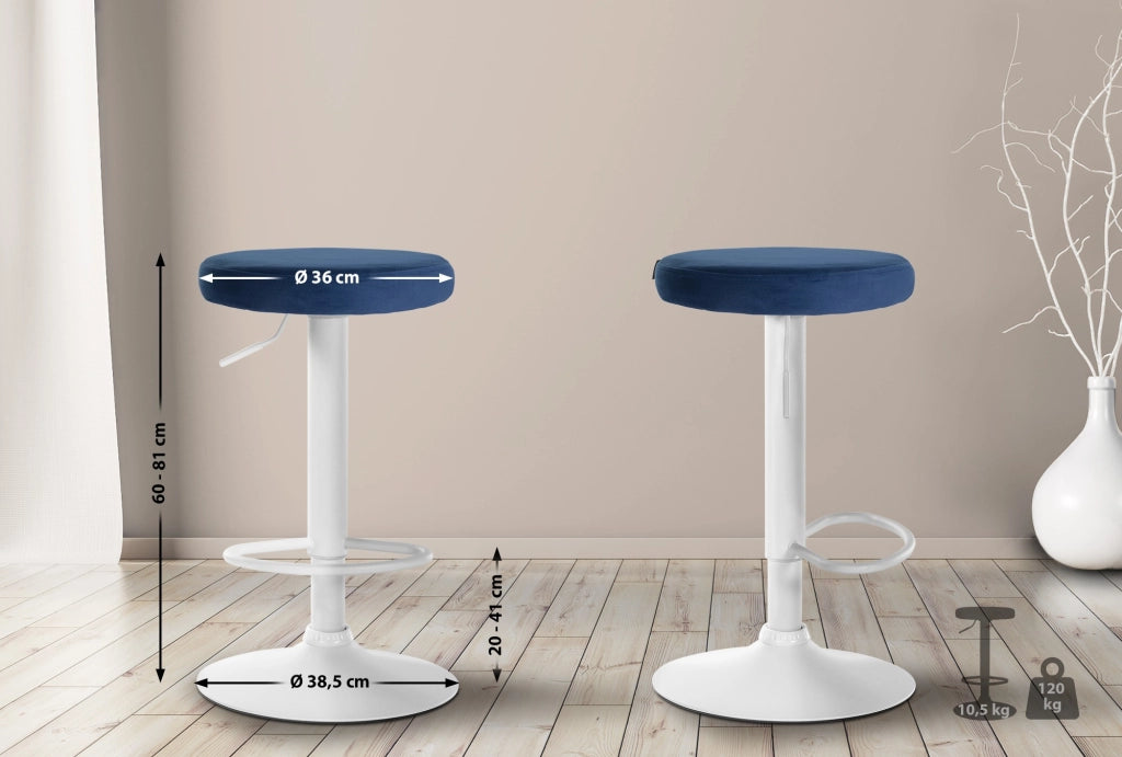2er Set Barhocker Ponte Samt weiЯ