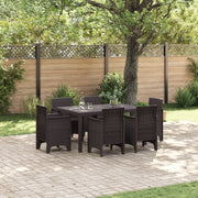 Set da Pranzo da Giardino 7 Pezzi Rattan Plastico Marrone