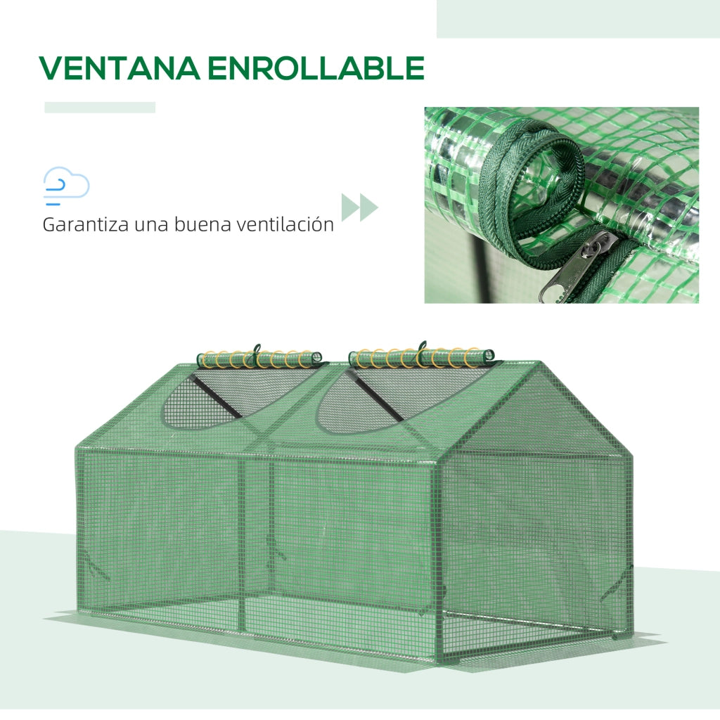 Serra da Giardino ¨C zephmum ¨C 120x60x60 cm Verde con 2 Finestre a Rullo