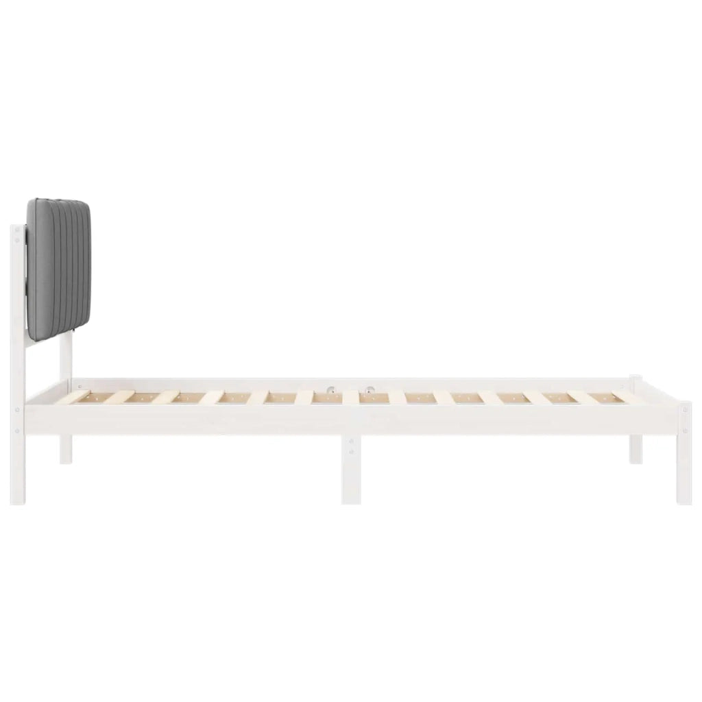 Letto con Testiera Rivestita Bianco e grigio chiaro 90 x 200 cm