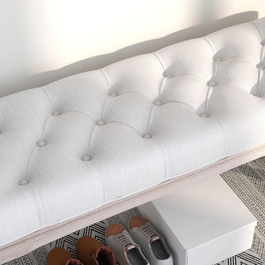 Piediera con Poggiaschiena Imbottito ¨C Zephmum ¨C Crema 110x37x49 cm