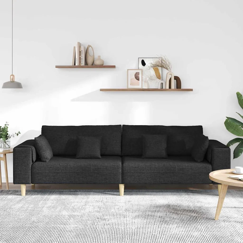 Divano con cuscino-Sofa con cuscino-Divanetto Nero 250 x 77 x 76 cm Tessuto