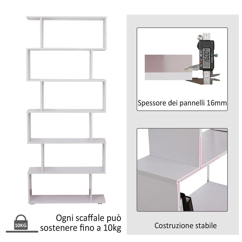 LIBRERIA DI DESIGN DA UFFICIO SCAFFALE IN LEGNO 80 X 24 X 191 CM BIANCO OPACO