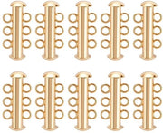 Slitture a scorrimento 10 pezzi - Finestra a messing dorata - Multi fili - Connettori di chiusura a catena - Bracciali a strati - Materiale di alta qualità - Connettori di gioielli