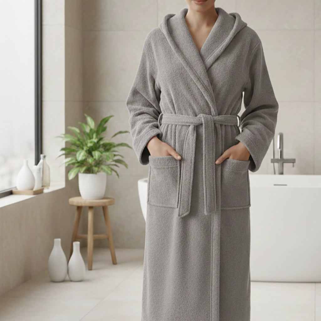 Satotite, Accappatoio 100% Cotone con Cappuccio, Grigio