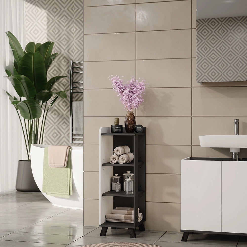 Vicco mobiletto bagno Antracite/bianco 30 x 90 cm con 4 ripiani