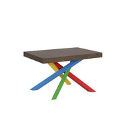 Tavolo allungabile 140/400x90 cm Volantis colore noce gambe multicolore 4/B