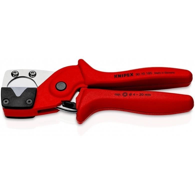 Knipex 90 10 185 Tagliatubi per Tubi Flessibili e Multistrato Diametro di Taglio da 4 a 20 mm Lama in Acciaio Speciale Temperato ad Olio Impugnatura Ergonomica in Plastica Rinforzata con Fibra di Vetro colore Rosso