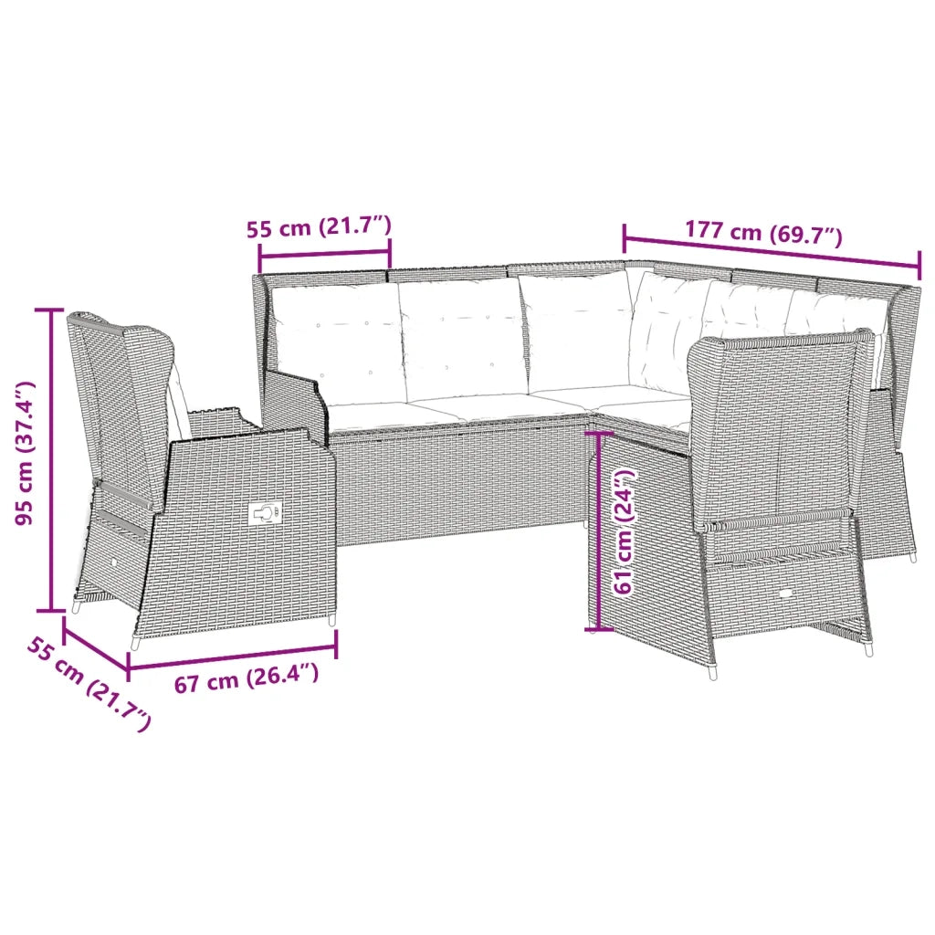 Set Divani da Giardino 5 pz con Cuscini in Polyrattan Beige 3262152