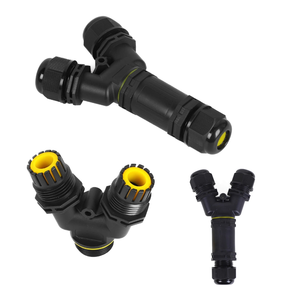 Alcapower Connettore Giuntacavo a Y 3 Vie IP68 Impermeabile per Cablaggi Elettrici Esterni, Corrente 16A, Tensione 380V, 3 Poli, Passacavo M25