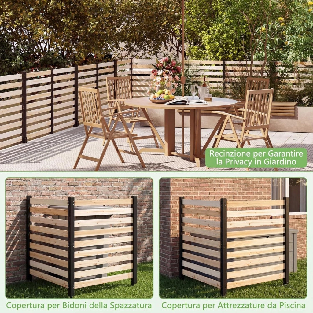 Recinzione da Giardino in Legno Massello, Schermo per Privacy da Esterno Regolabile, Pannelli Privacy da Giardino per Condizionatore e Bidoni della Spazzatura e Divisorio di Spazio (Legno)