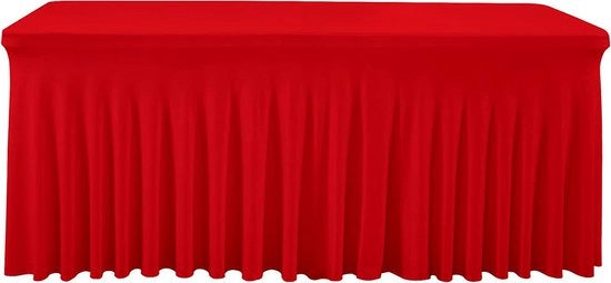 Set di 2 tafel coperte spandex resistenti alle pieghe per tavolo, adattabili per coperte spandex per tavolo, coperte spandex per tavolo con trazione, per matrimoni, Expo, feste, nero+rosso, 6FT (183*76*76cm)