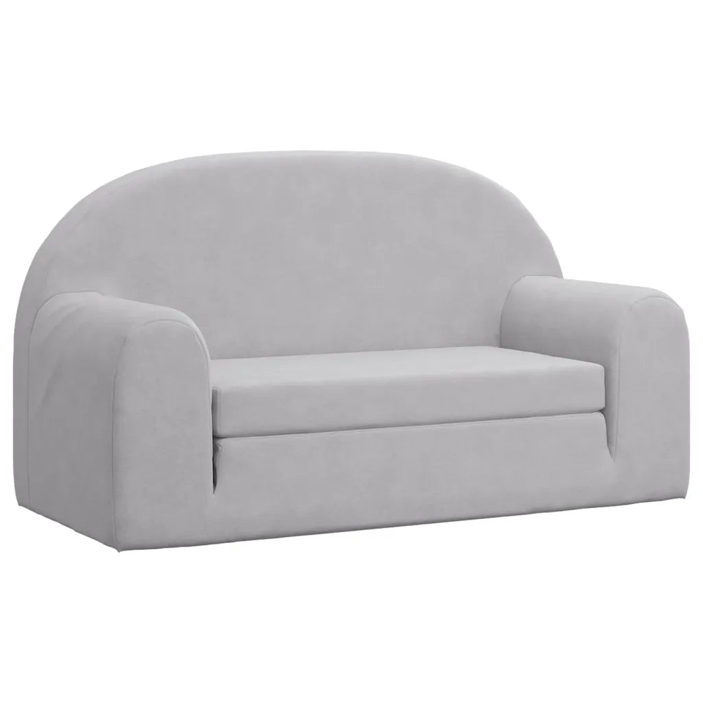 Divano Letto Bambini a 2 Posti-Sofa Letto-Daybed Grigio Chiaro in Morbido Peluche 718485